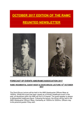 October 2017 Edition of the Ramc Reunited Newsletter