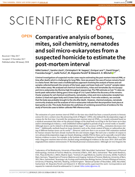 Comparative Analysis of Bones, Mites, Soil Chemistry, Nematodes and Soil
