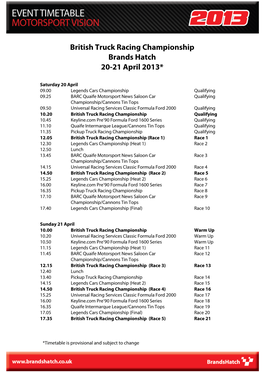 British Truck Racing Championship Brands Hatch 20-21 April 2013*