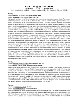 Vayishlach Jkahu “And He Sent” Torah: Genesis 32:3[4 Heb]-36:43 Haftarah: Obadiah 1:1-21 B’Rit Chadashah: Hebrews 11:11-20