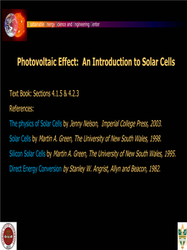 Photovoltaic Effect: an Introduction to Solar Cells