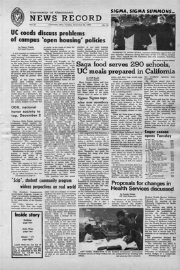 University of Cincinnati News Record. Tuesday, November 25, 1969. Vol