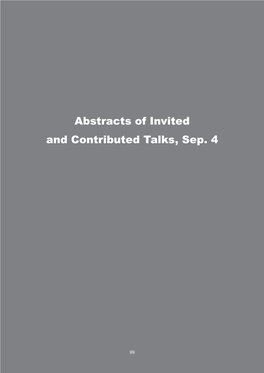Abstracts of Invited and Contributed Talks, Sep. 4