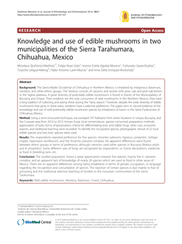 Knowledge and Use of Edible Mushrooms in Two Municipalities Of