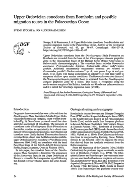 Upper Ordovician Conodonts Kom Bornholm and Possible Migration