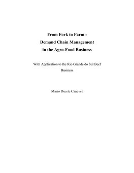 From Fork to Farm - Demand Chain Management in the Agro-Food Business