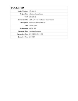 AEC AFC 5.12 Traffic and Transportation