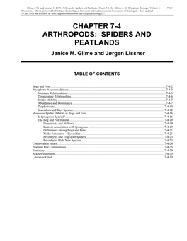 Volume 2, Chapter 7-4 Arthropods: Spiders and Peatlands