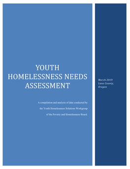 Youth Homelessness Needs Assessment 2019