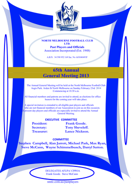 65Th Annual General Meeting 2013