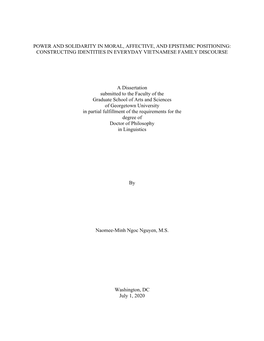 Power and Solidarity in Moral, Affective, and Epistemic Positioning: Constructing Identities in Everyday Vietnamese Family Discourse