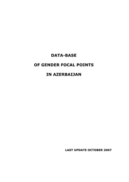 Data-Base of Gender Focal Points in Azerbaijan