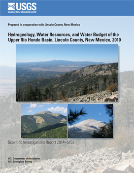 Hydrogeology, Water Resources, and Water Budget of the Upper Rio Hondo Basin, Lincoln County, New Mexico, 2010