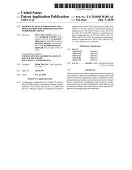 (12) Patent Application Publication (10) Pub. No.: US 2010/0136105 A1 CHEN Et Al