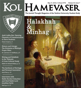 Kol Hamevaser 3.7-Halakhah-And-Minhag May 2010.Pdf (1.445Mb)