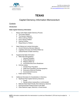 Capital Clemency Information Memorandum