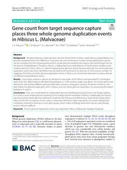 Gene Count from Target Sequence Capture Places Three Whole Genome Duplication Events in Hibiscus L