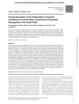 Fungal Associates of the Xylosandrus Compactus (Coleoptera: Curculionidae, Scolytinae) Are Spatially Segregated on the Insect Body