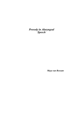 Prosody in Alaryngeal Speech