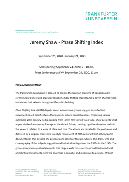 Jeremy Shaw - Phase Shifting Index