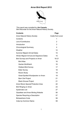 Arran Bird Report 2012