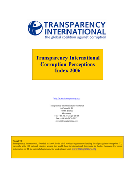 Transparency International Corruption Perceptions Index 2006