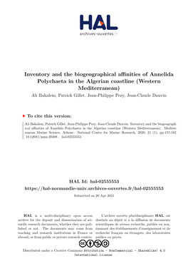 Inventory and the Biogeographical