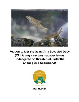 Santa Ana Speckled Dace Listing Petition