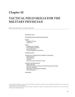 Chapter 10 TACTICAL FIELD SKILLS for the MILITARY PHYSICIAN