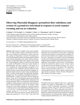 Permafrost Thaw Subsidence and Erosion of a Ground-Ice-Rich Island in Response to Arctic Summer Warming and Sea Ice Reduction