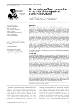 On the Ecology of Lawn Communities in the Cities of the Republic of Bashkortostan, Russia