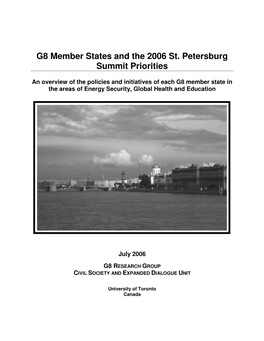 G8 Member States and the 2006 St. Petersburg Summit Priorities