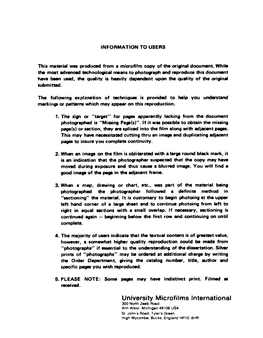 University Microfilms International 300 North 2Eeb Road Ann Arbor, Michigan 40106 USA Sr John's Road