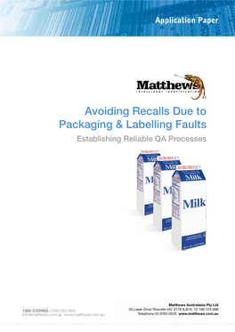 Avoiding Recalls Due to Packaging & Labelling Faults