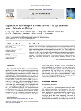 Deposition of Hole-Transport Materials in Solid-State Dye-Sensitized Solar Cells by Doctor-Blading