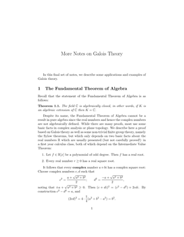 More Notes on Galois Theory