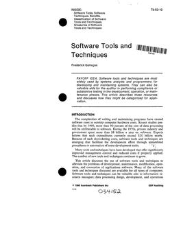 Software Tools and Techniques, Glossaries of Software Tools and Techniques