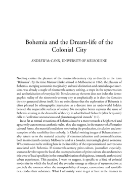 Bohemia and the Dream-Life of the Colonial City