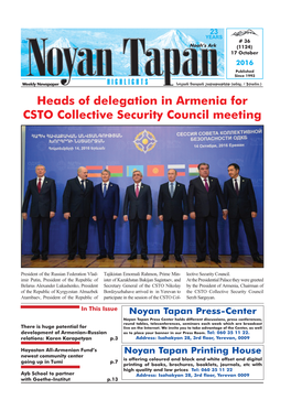 Heads of Delegation in Armenia for CSTO Collective Security Council