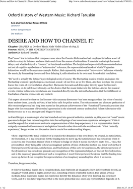 Desire and How to Channel It : Music in the Nineteenth Century