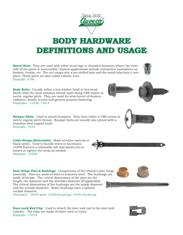 Body Hardware Definitions & Usage 2010.Vp
