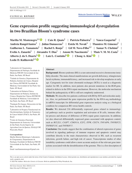 Gene Expression Profile Suggesting Immunological Dysregulation in Two Brazilian Bloom's Syndrome Cases