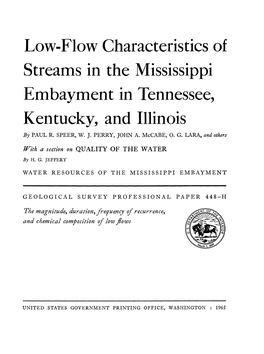 Low-Flow Characteristics of Streams in the Mississippi Embayment in Tennessee, Kentucky, and Illinois by PAUL R