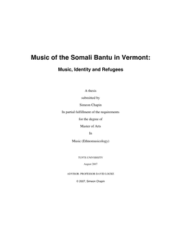 Music of the Somali Bantu in Vermont