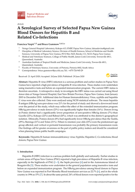 A Serological Survey of Selected Papua New Guinea Blood Donors for Hepatitis B and Related Co-Infections