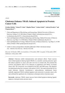 Chalcones Enhance TRAIL-Induced Apoptosis in Prostate Cancer Cells