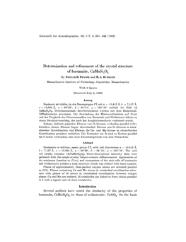 Determination and Refinement of the Crystal Structure of Bustamite, Camnsizo 6 by DONALD R