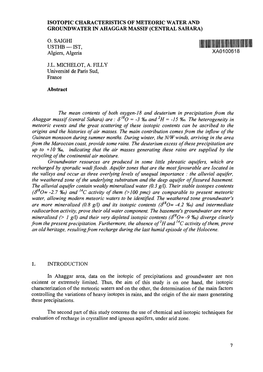 Isotopic Characteristics of Meteoric Water and Groundwater in Ahaggar Massif (Central Sahara)