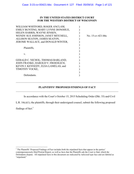 3:15-Cv-00421-Bbc Document #: 127 Filed: 05/09/16 Page 1 of 121