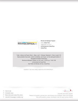 Redalyc.Seed Predation Food Web, Nutrient Availability, and Impact On